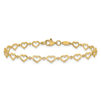 14K Polished Heart Link Bracelet