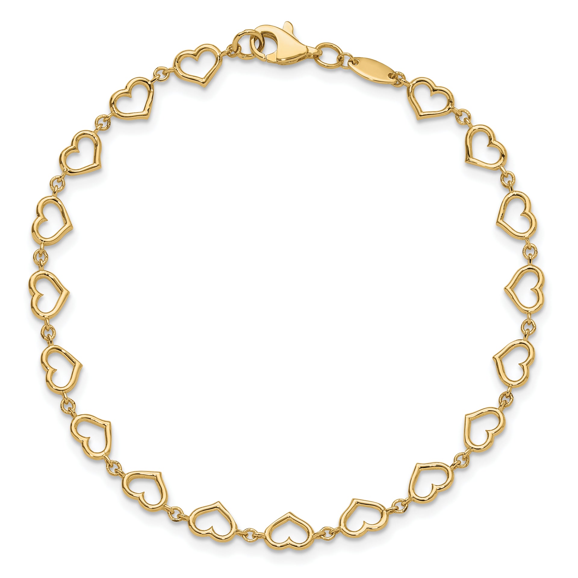 14K Polished Heart Link Bracelet