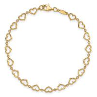 14K Polished Heart Link Bracelet