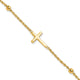 14k D/C Beaded Cross 7.5in Bracelet
