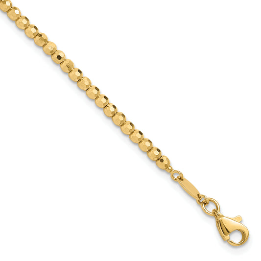 14K Polished and Diamond-cut Beaded Bracelet