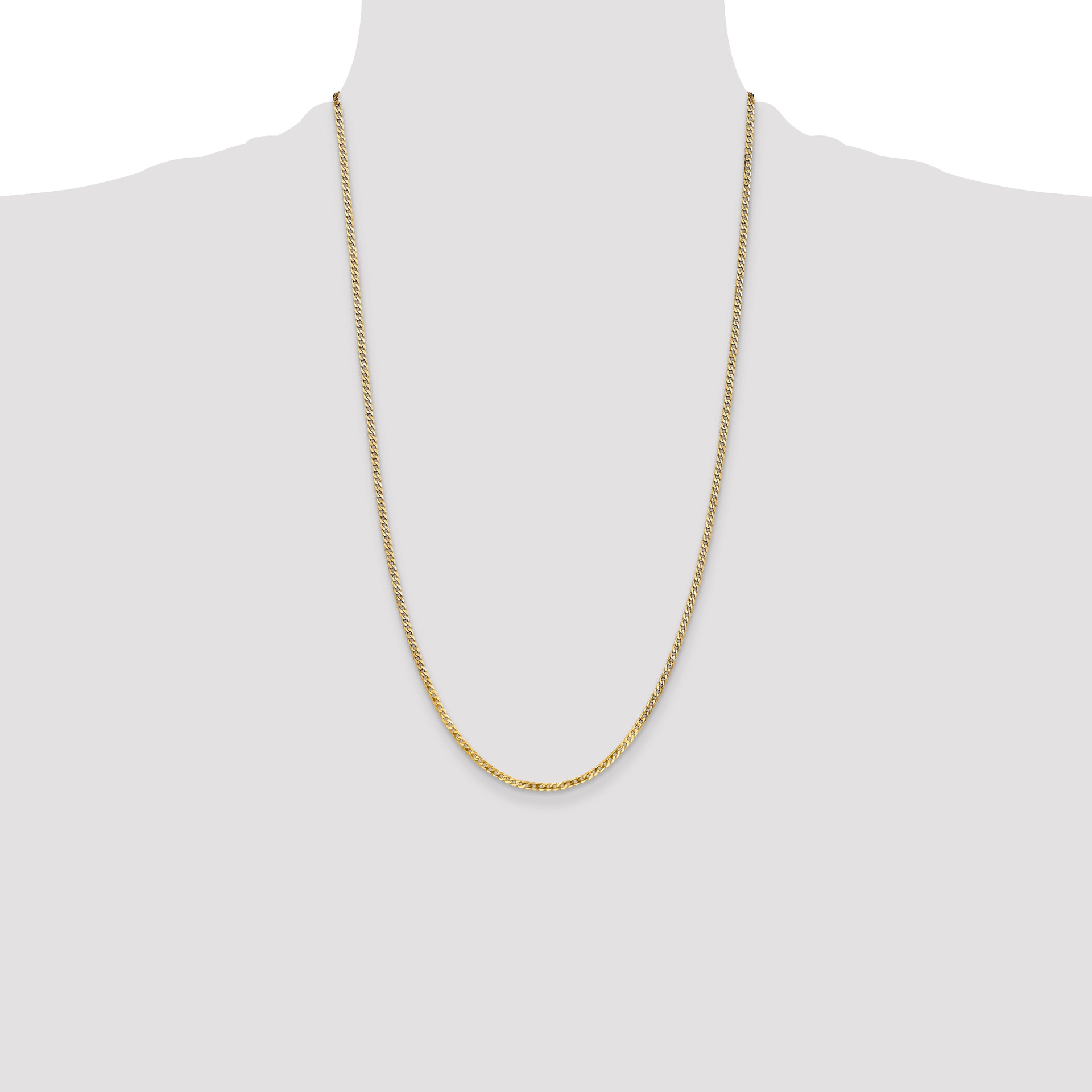 14k 2.2mm Flat Beveled Curb Chain