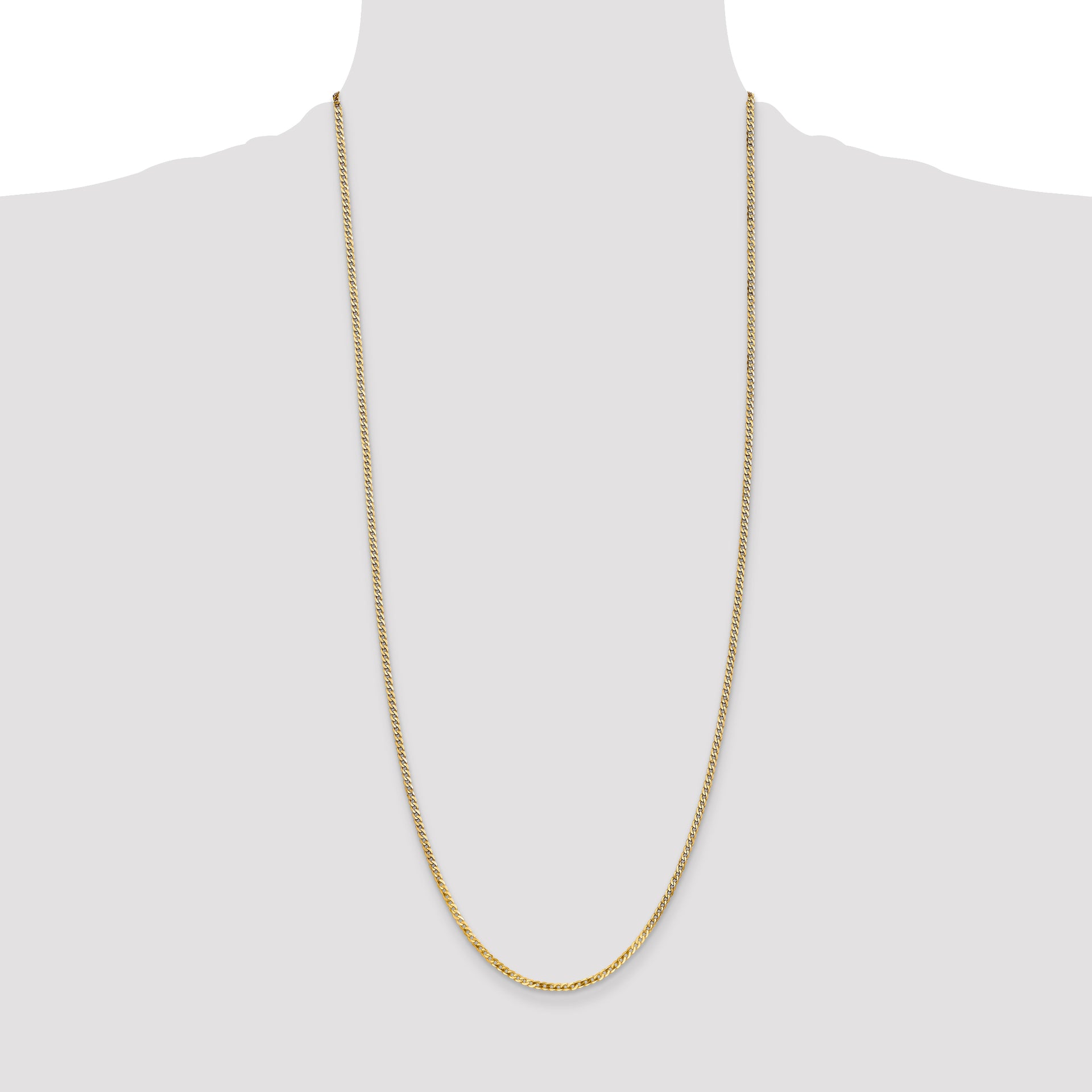 14k 2.2mm Flat Beveled Curb Chain