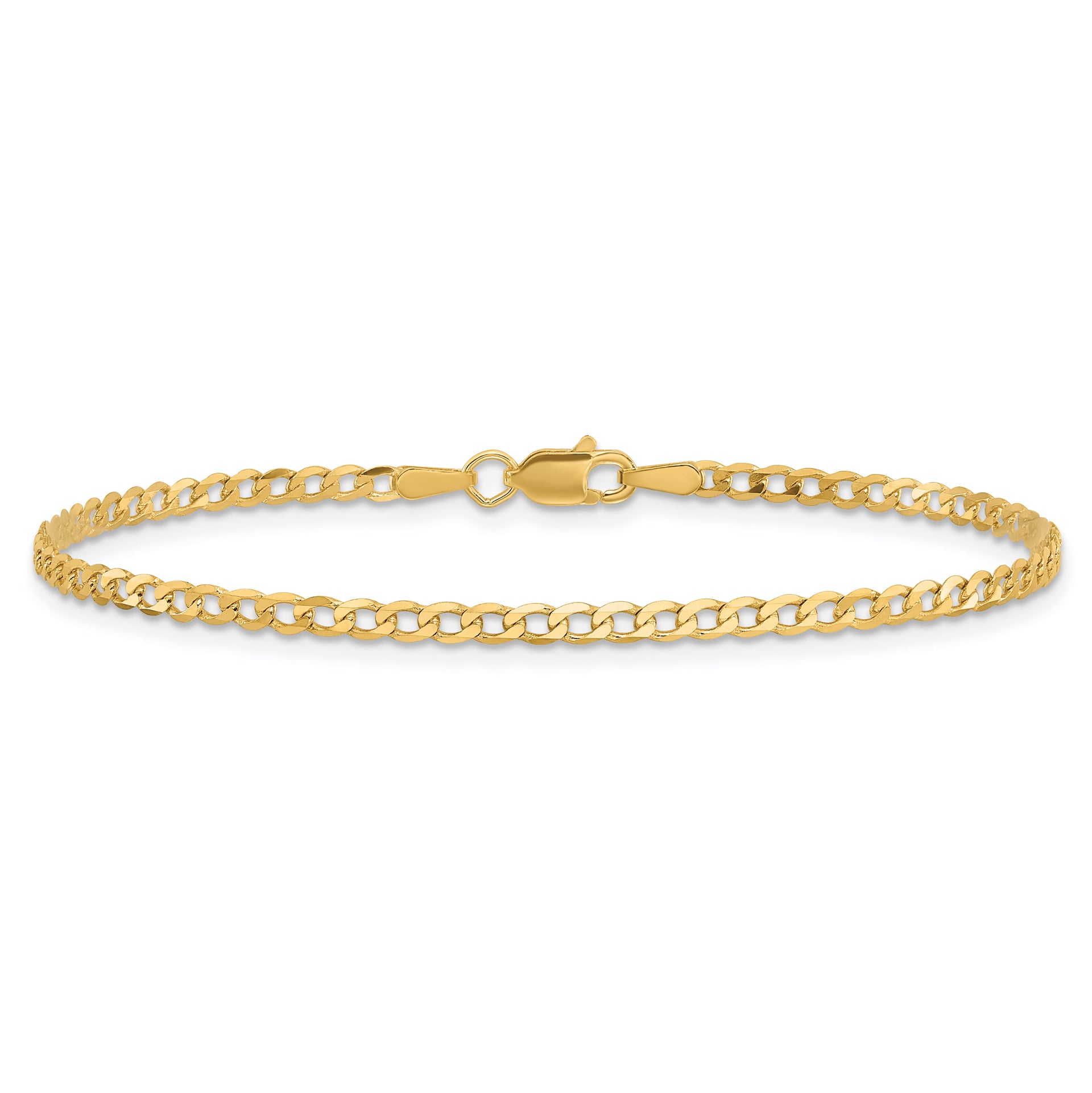 14k 2.2mm Flat Beveled Curb Chain Anklet