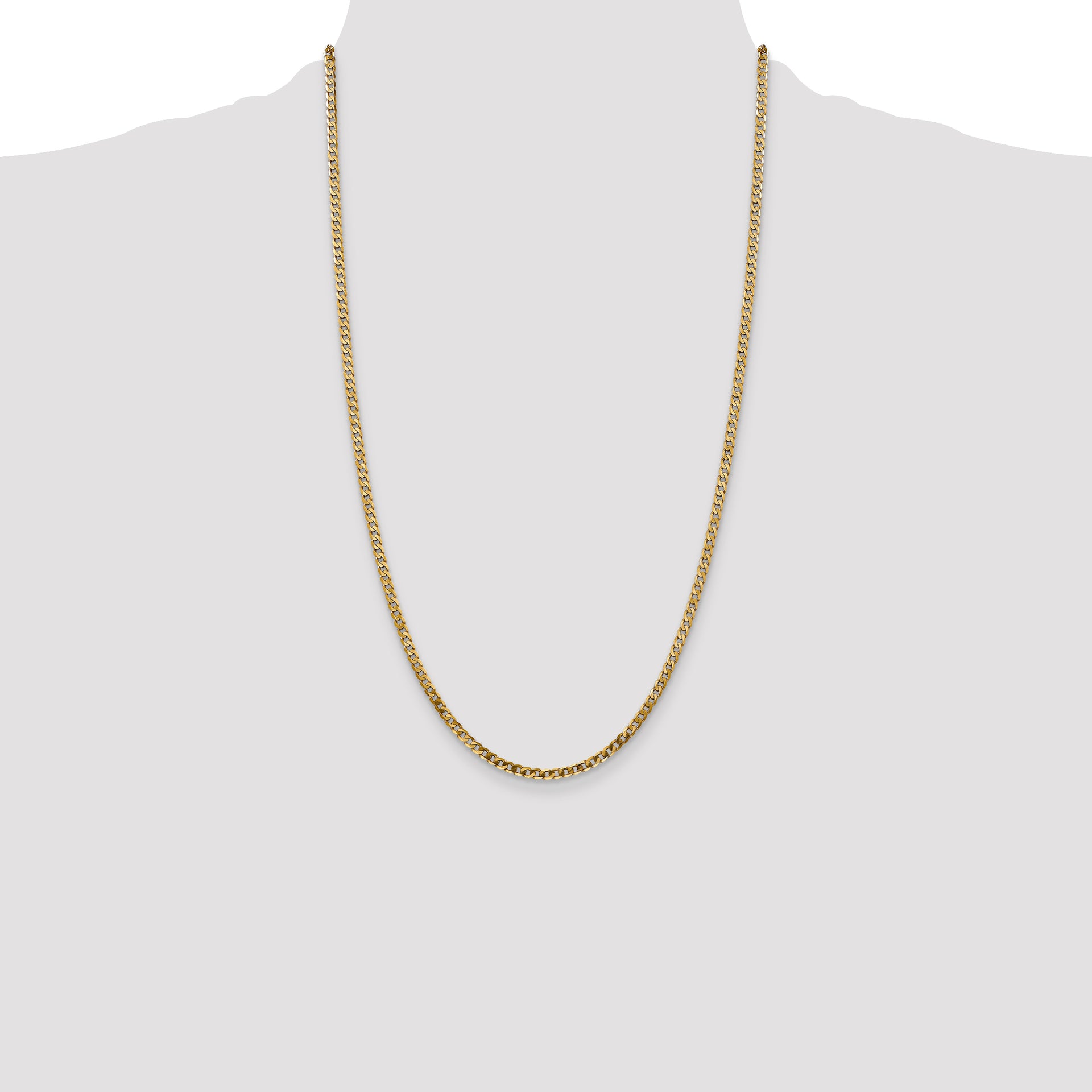 14k 2.9mm Flat Beveled Curb Chain