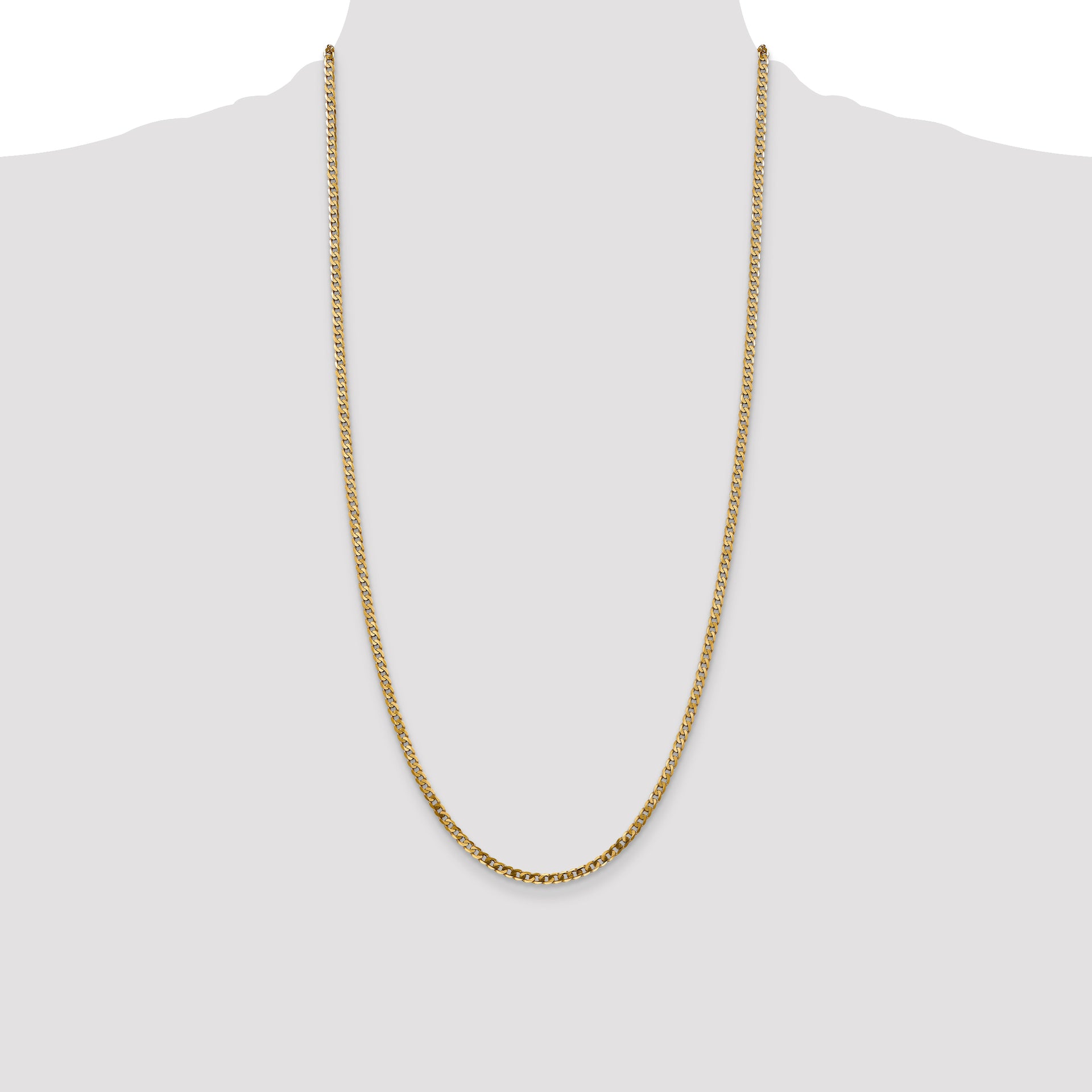 14k 2.9mm Flat Beveled Curb Chain