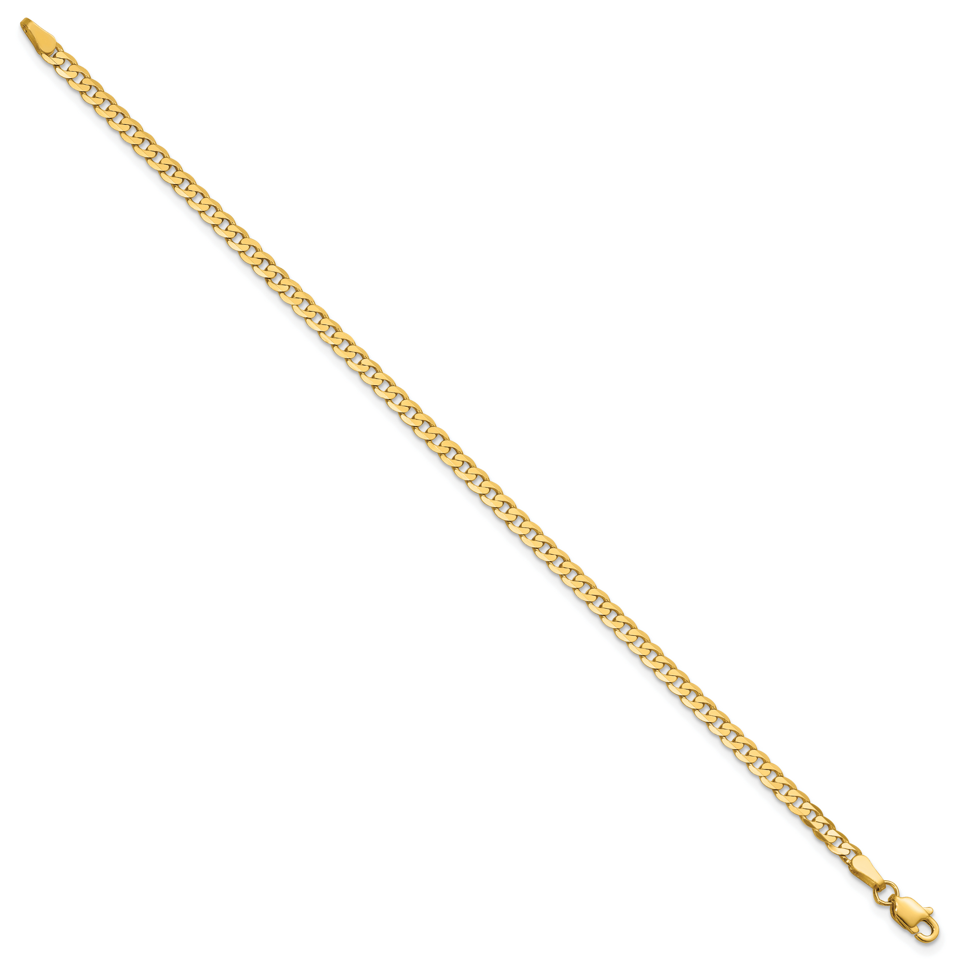 14k 2.9mm Flat Beveled Curb Chain Anklet