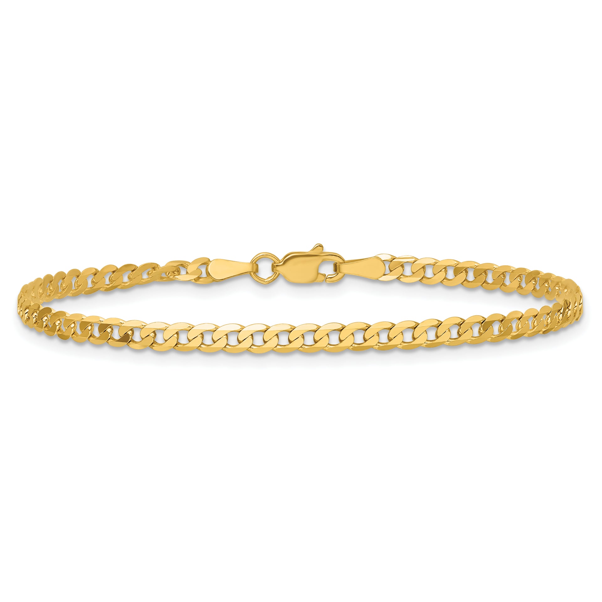 14k 2.9mm Flat Beveled Curb Chain Anklet