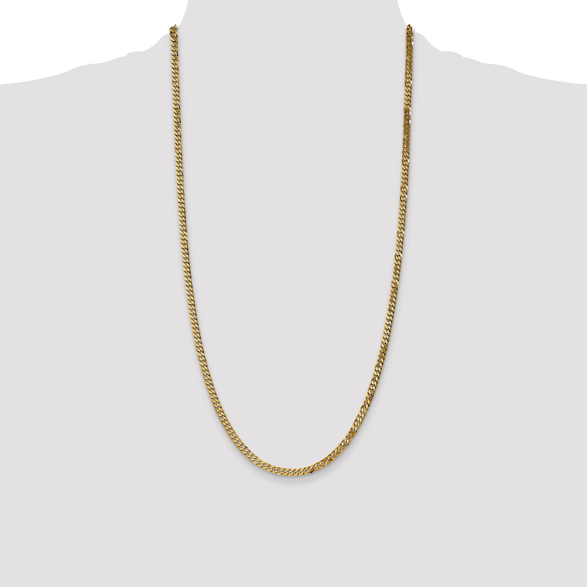 14k 3.9mm Flat Beveled Curb Chain