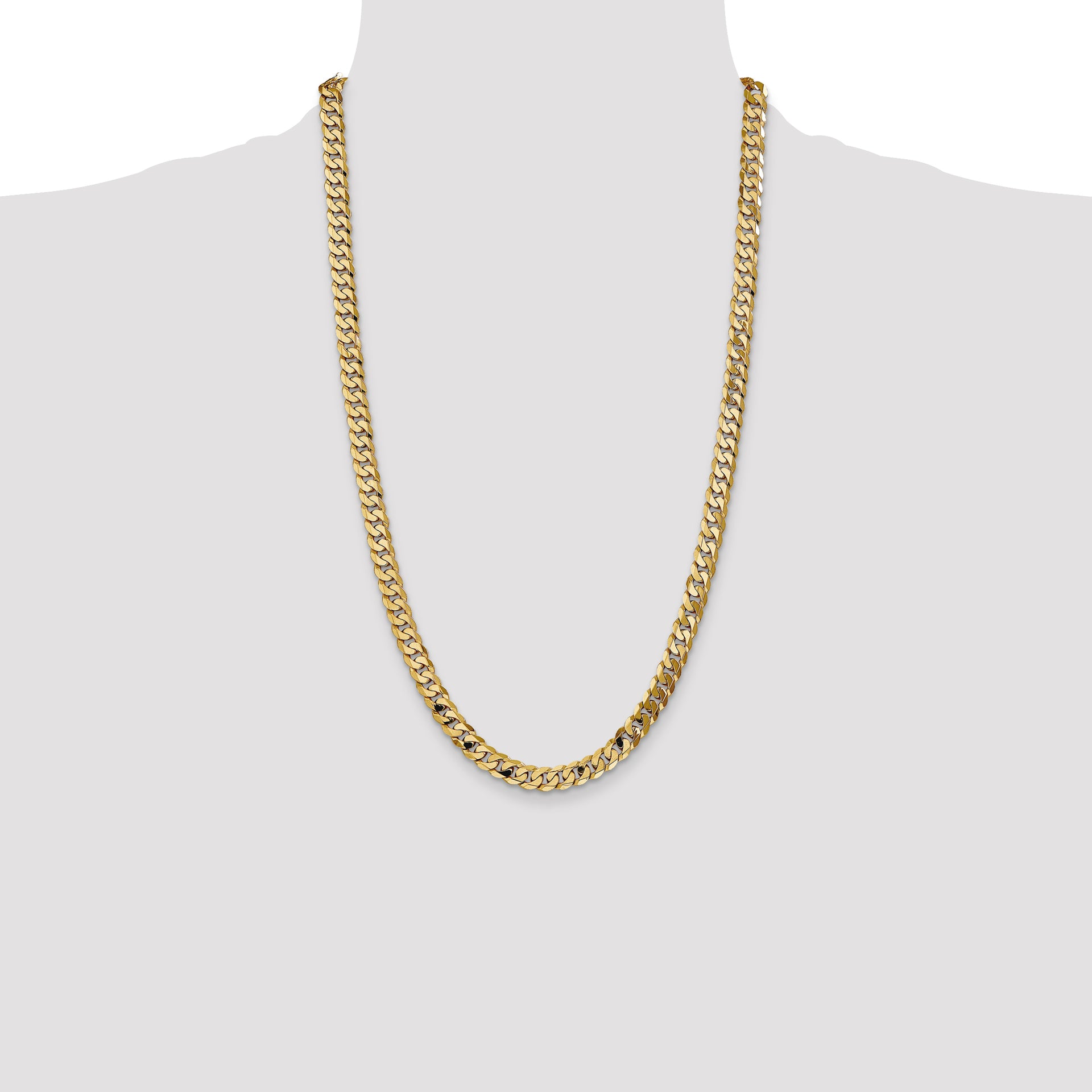 14k 7.25mm Flat Beveled Curb Chain