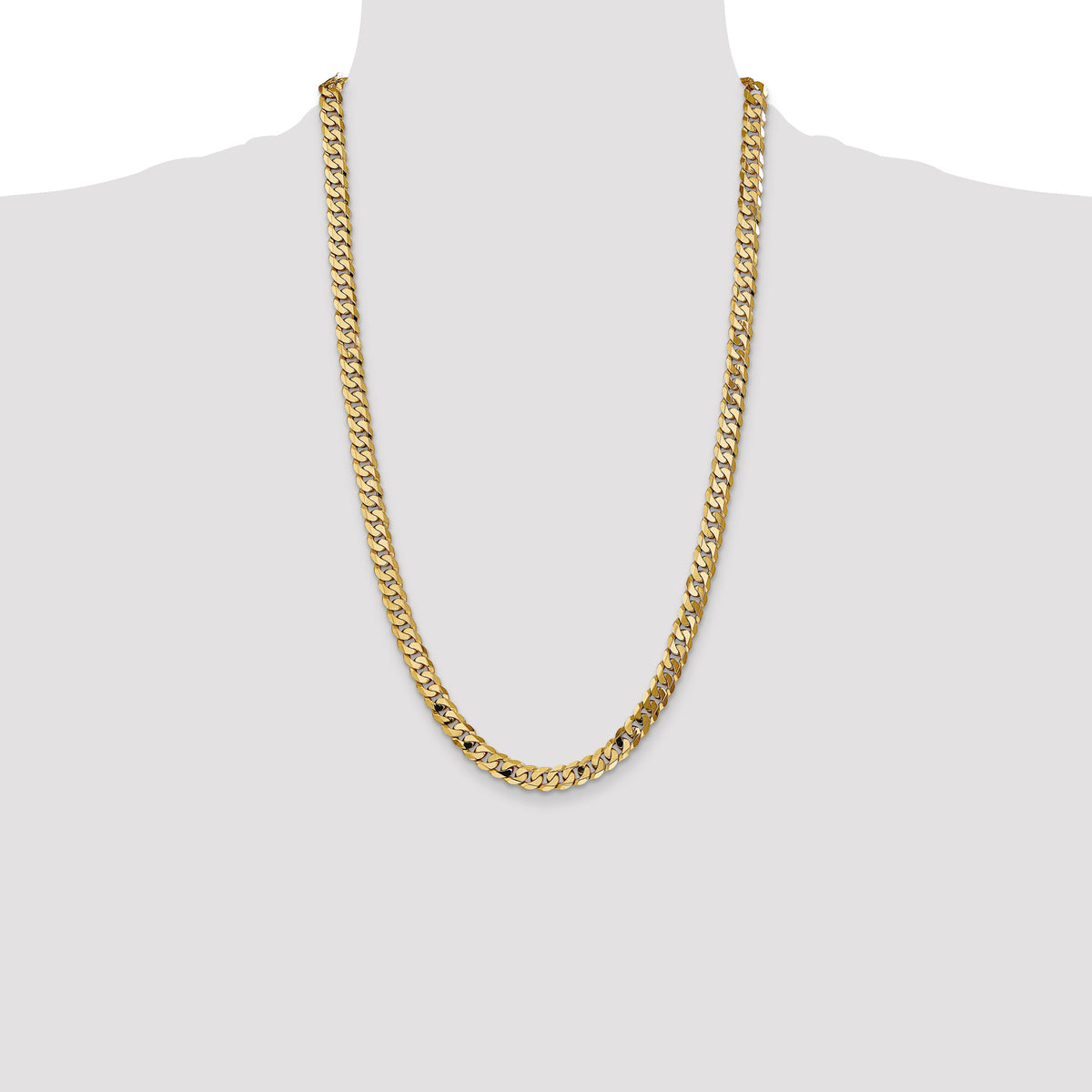 14k 7.25mm Flat Beveled Curb Chain