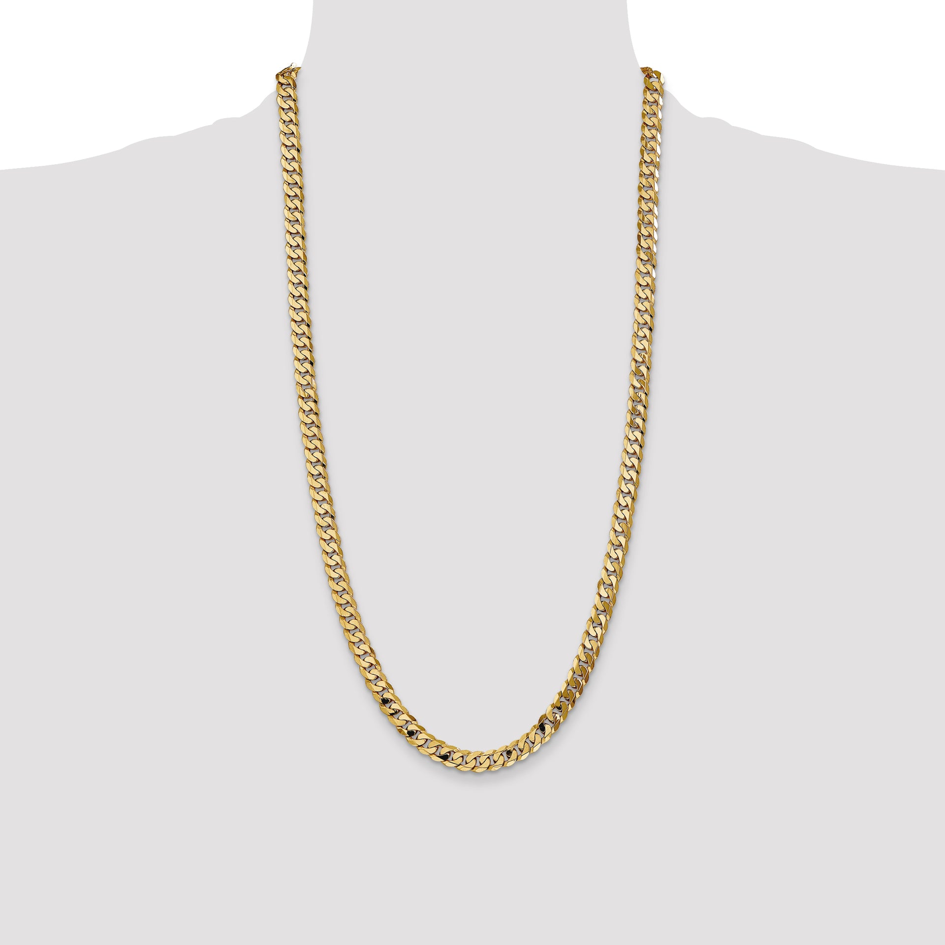 14k 7.25mm Flat Beveled Curb Chain