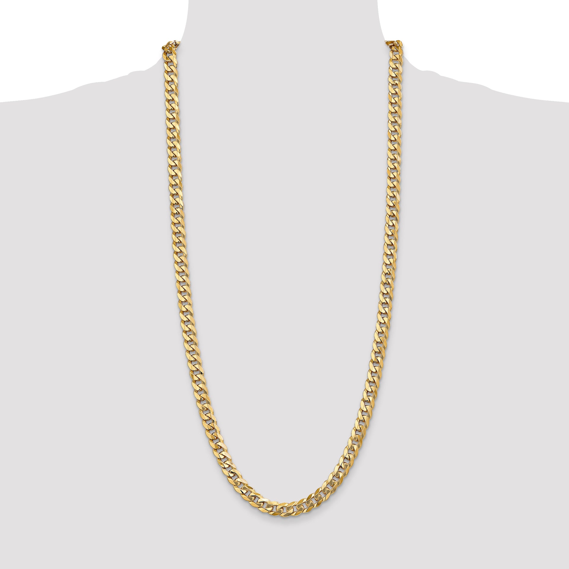 14k 8mm Flat Beveled Curb Chain