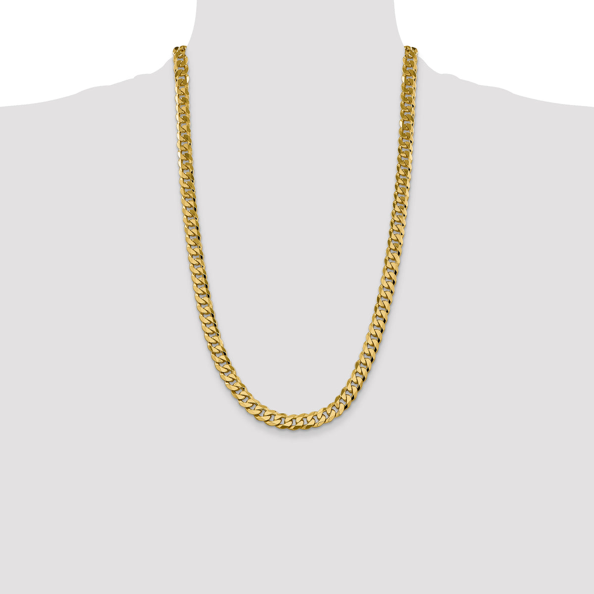 14k 8.5mm Flat Beveled Curb Chain