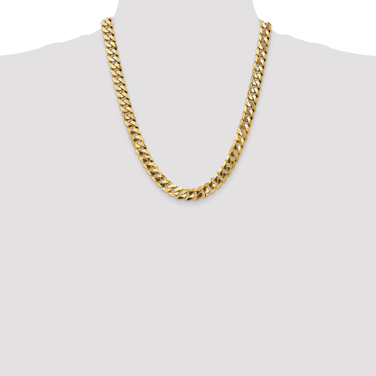 14k 9.5mm Flat Beveled Curb Chain