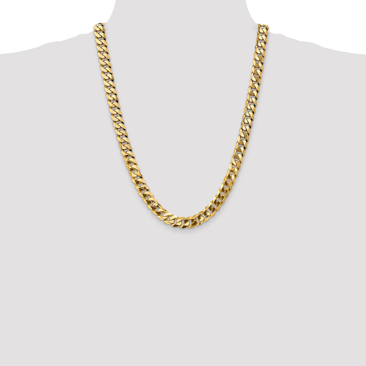 14k 9.5mm Flat Beveled Curb Chain