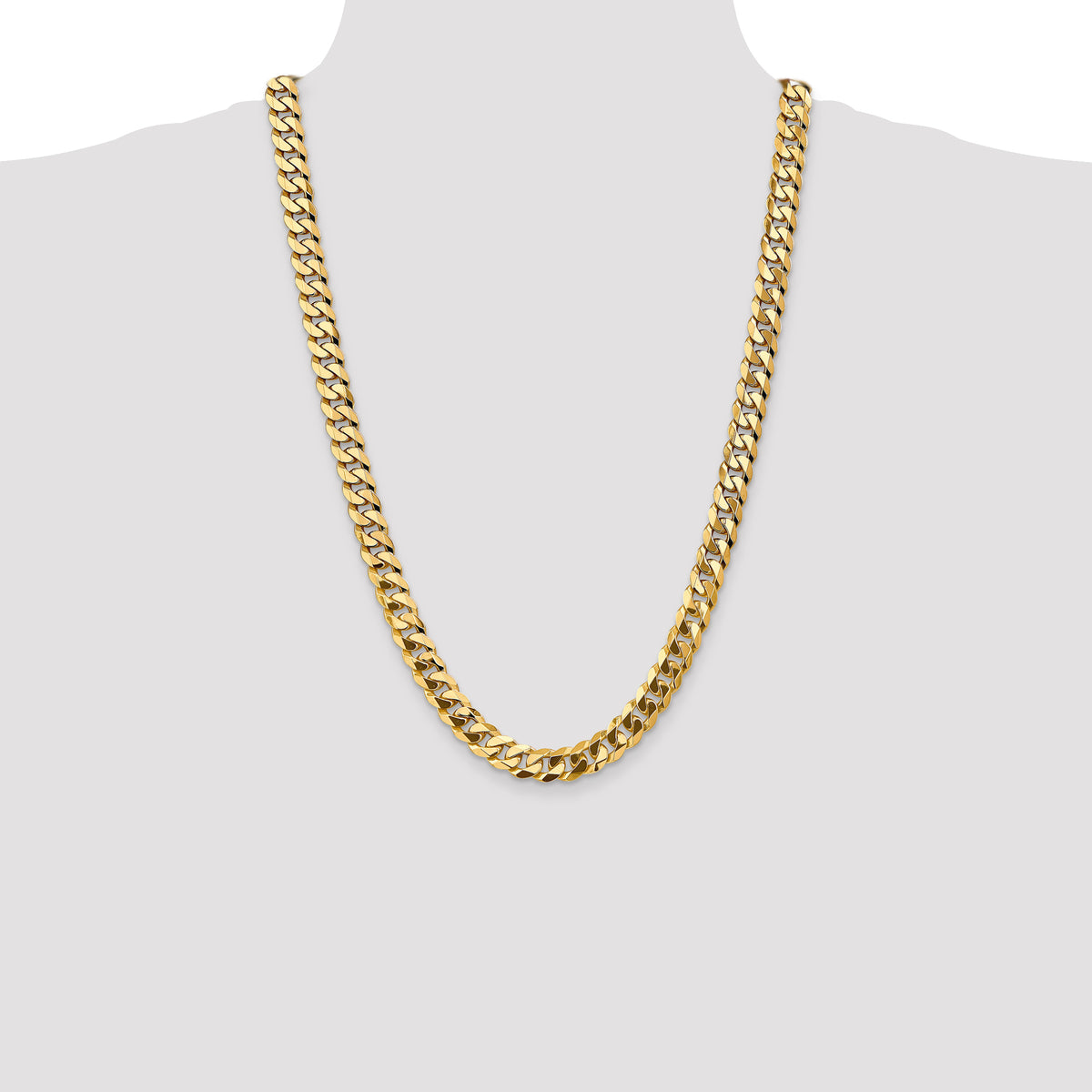 14k 9.5mm Flat Beveled Curb Chain