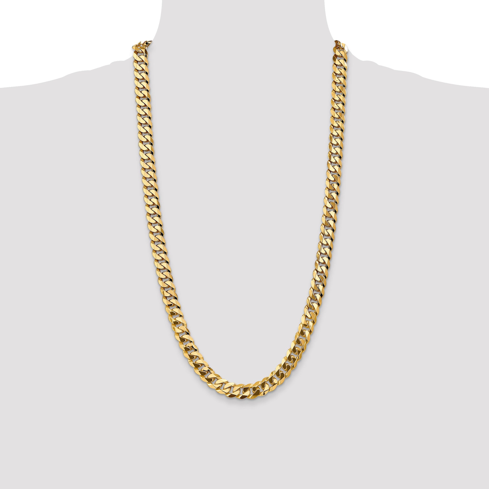14k 9.5mm Flat Beveled Curb Chain