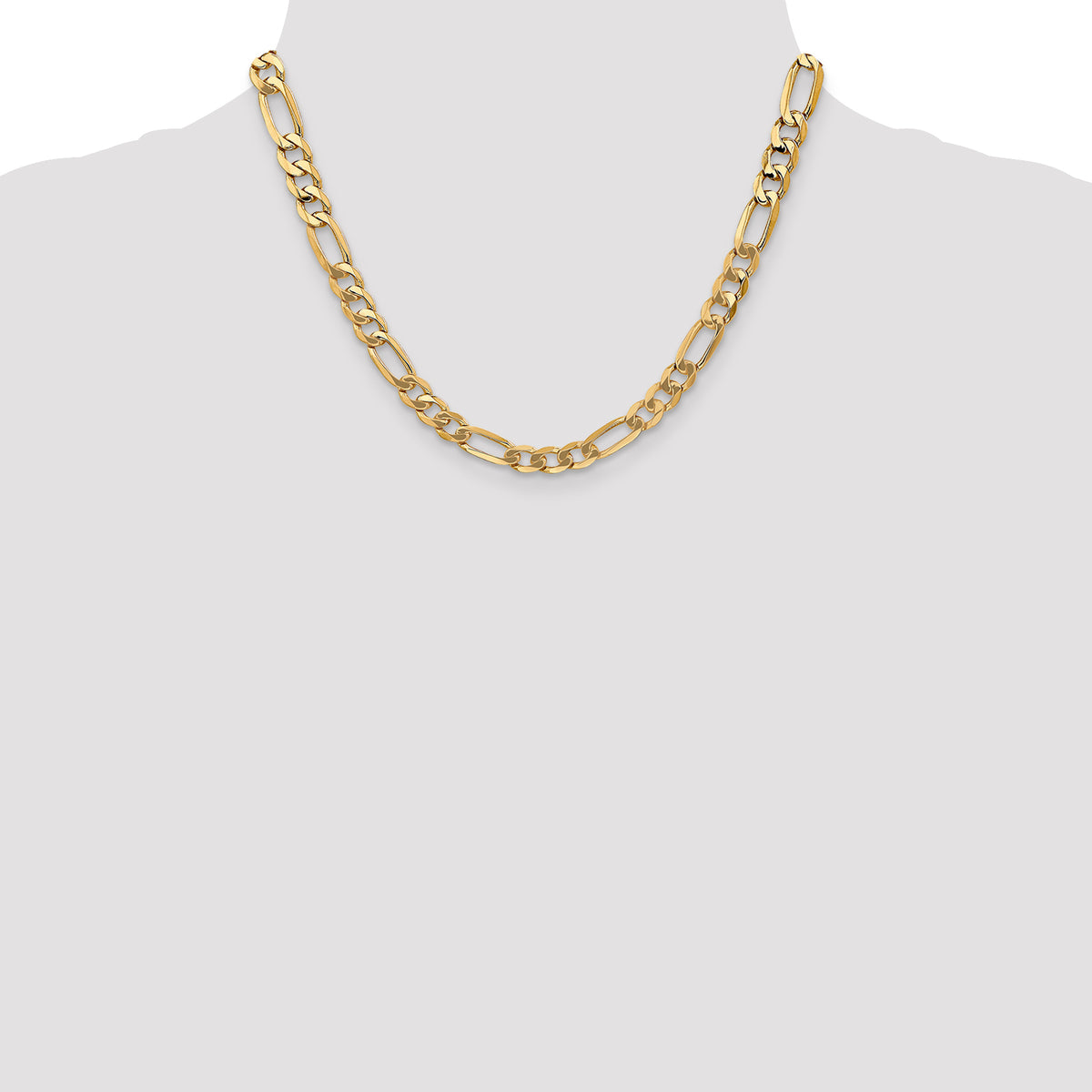 14k 7mm Flat Figaro Chain