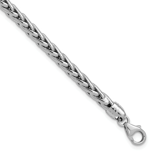 14k White Polished 8.25in Wheat Chain Bracelet