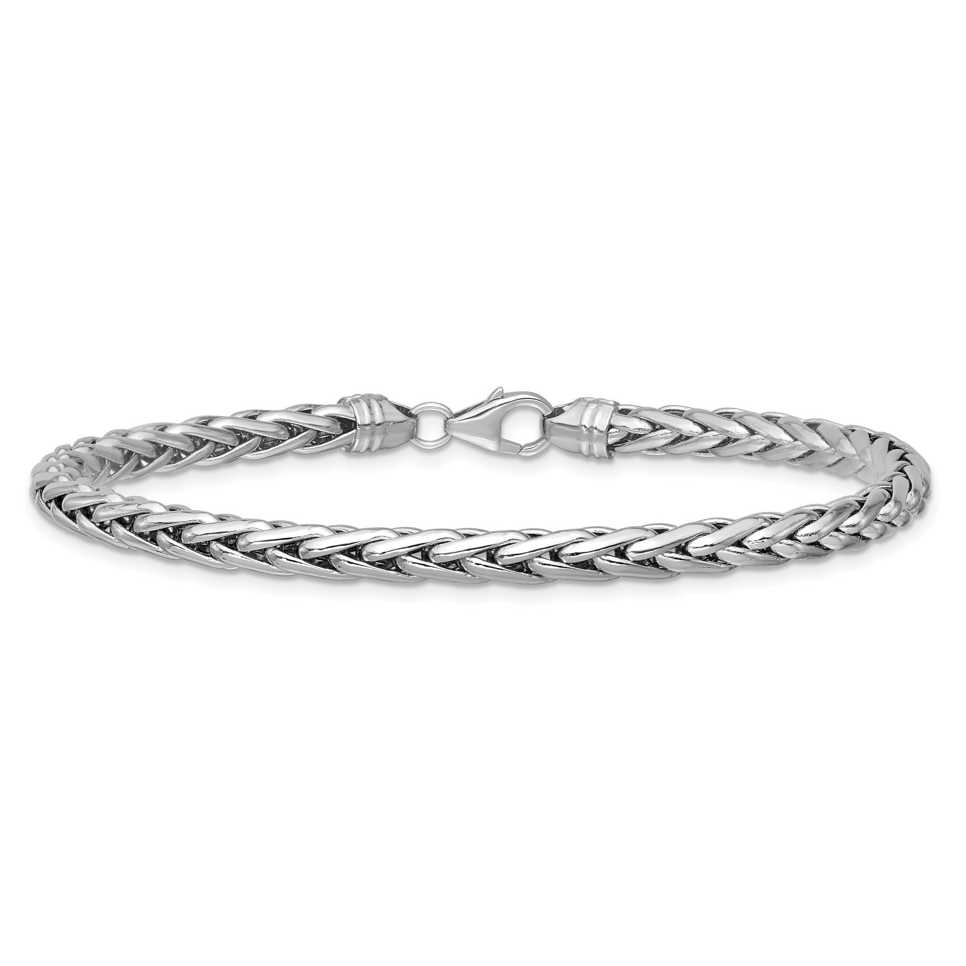 14k White Polished 8.25in Wheat Chain Bracelet