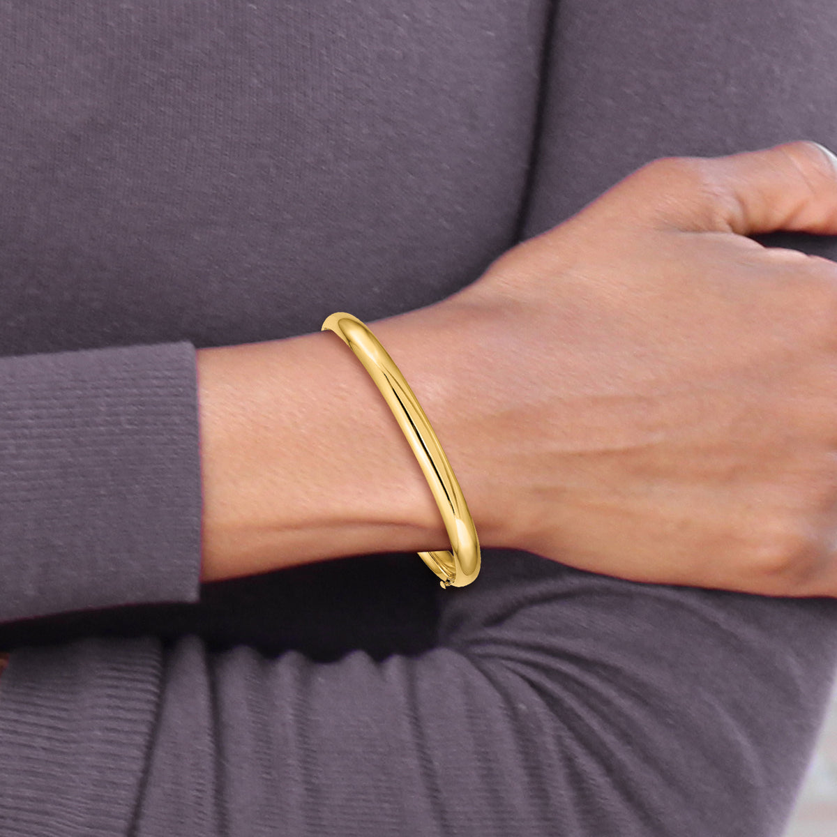 14k 4/16 Oversize High Polished Hinged Bangle Bracelet
