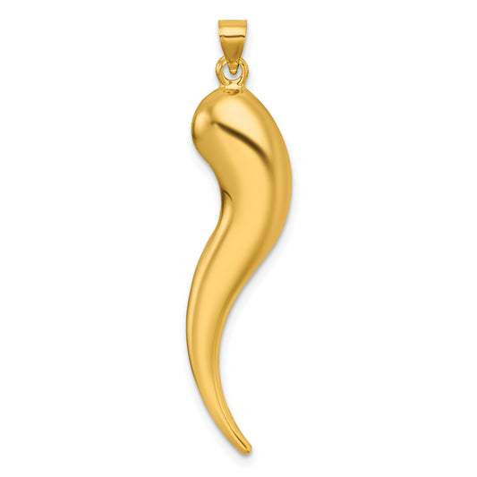 14k Polished Hollow Italian Horn Pendant
