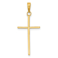 14K 3-D and Polished Stick Cross Charm
