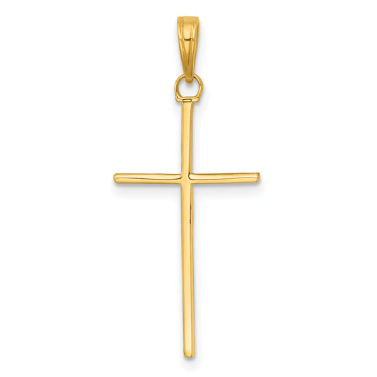 14K 3-D and Polished Stick Cross Charm