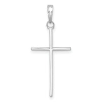14K White Gold 3-D and Polished Stick Cross Charm