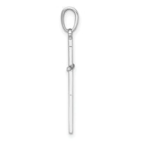 14K White Gold 3-D and Polished Stick Cross Charm