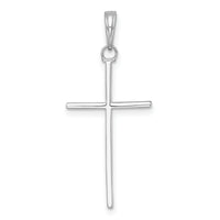 14K White Gold 3-D and Polished Stick Cross Charm