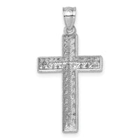 14k Polished White Gold Diamond-cut Fancy Cross Pendant