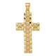 14k Polished Diamond-cut Textured Fancy Link Cross Pendant