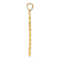 14k Polished Diamond-cut Textured Fancy Link Cross Pendant