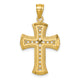 14k Polished Diamond-cut Textured Fancy Cross Pendant