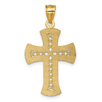 14k Polished Diamond-cut Textured Fancy Cross Pendant