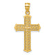 14k Polished Diamond-cut Textured Fancy Cross Pendant