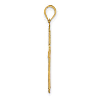 14k Polished Diamond-cut Textured Fancy Cross Pendant
