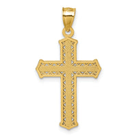 14k Polished Diamond-cut Textured Fancy Cross Pendant