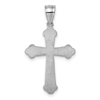14k Polished White Gold Diamond-cut Fancy Cross Pendant