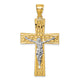 14k w/Rhodium  Polished and Diamond-cut Crucifix Pendant