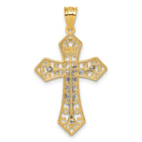 14k Two-tone Polished And Beaded Fancy Crucifix Pendant