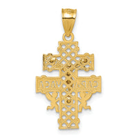 14k Polished Diamond-cut Cara Vaca Crucifix Pendant