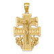 14k Polished and Textured Cara Vaca Crucifix Pendant
