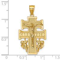 14k Polished and Textured Cara Vaca Crucifix Pendant