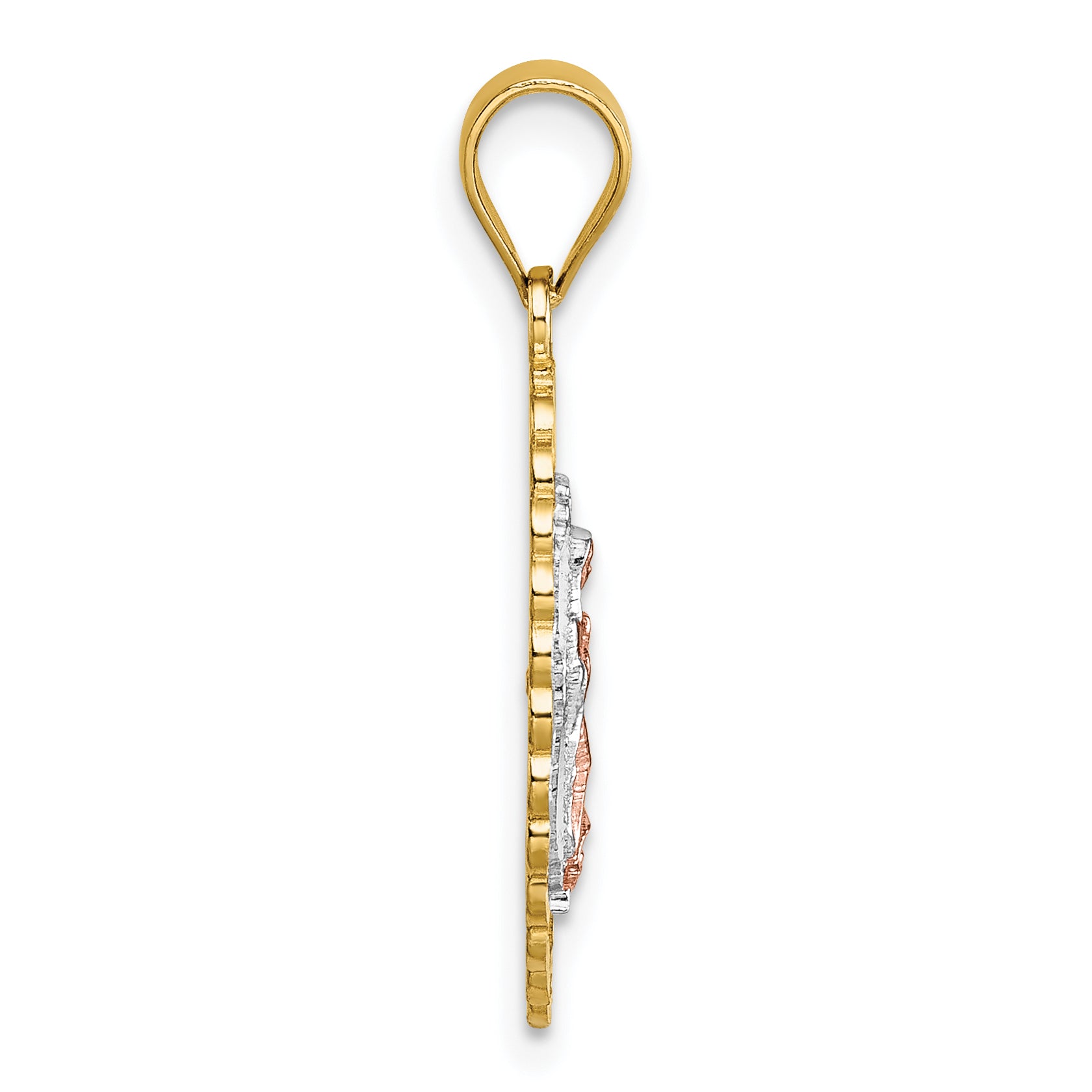 14k Two-tone with White Rhodium Polished Guadalupe Pendant