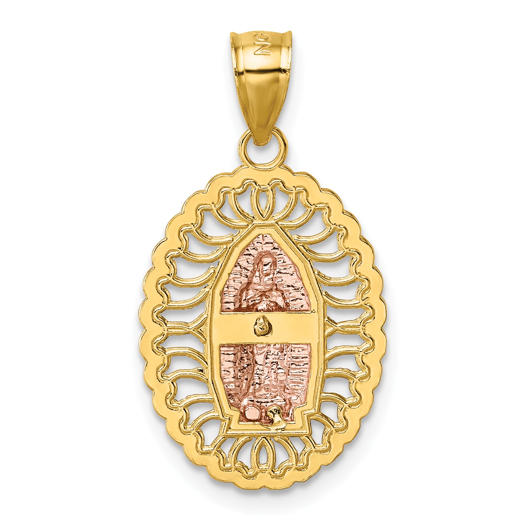 14k Two-tone with White Rhodium Polished Guadalupe Pendant