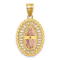 14k Two-tone with White Rhodium Polished Guadalupe Pendant