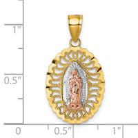 14k Two-tone with White Rhodium Polished Guadalupe Pendant